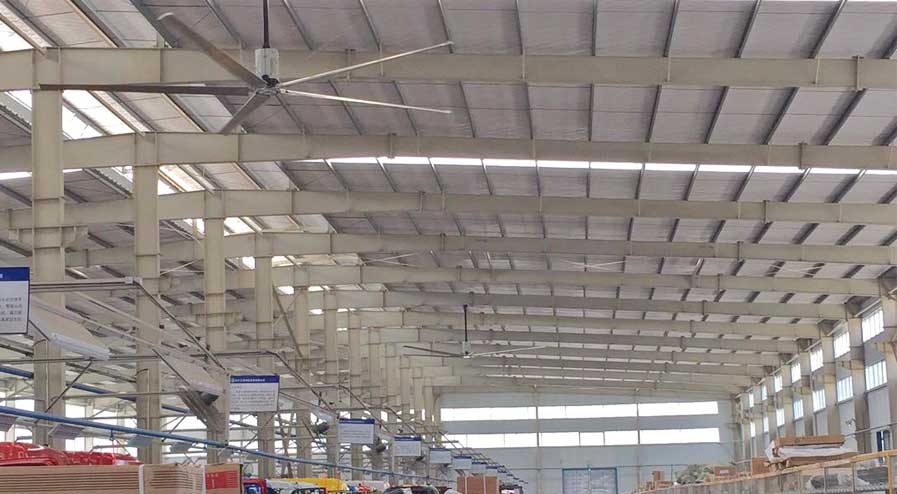 物流仓库大型工业吊扇除湿通风现场
